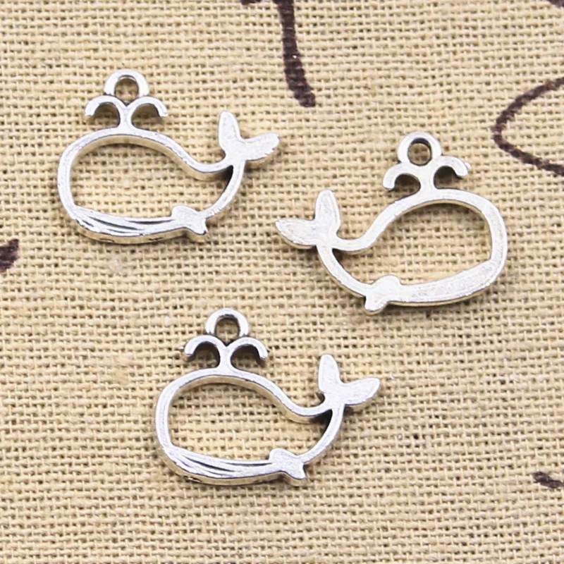 30pcs Charms Spout Whale 15x19mm Antique Silver Color Pendants DIY Crafts Making Findings Handmade Tibetan Jewelry