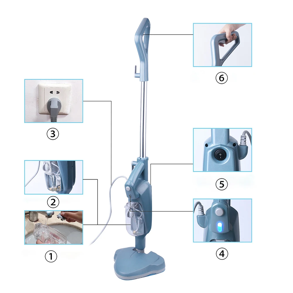 Steam Cleaner For Home 1600W Pressure Washer Disinfector Carpet Cleaner Machine Vertical Electric Steam Mop For Floor 5M Wire