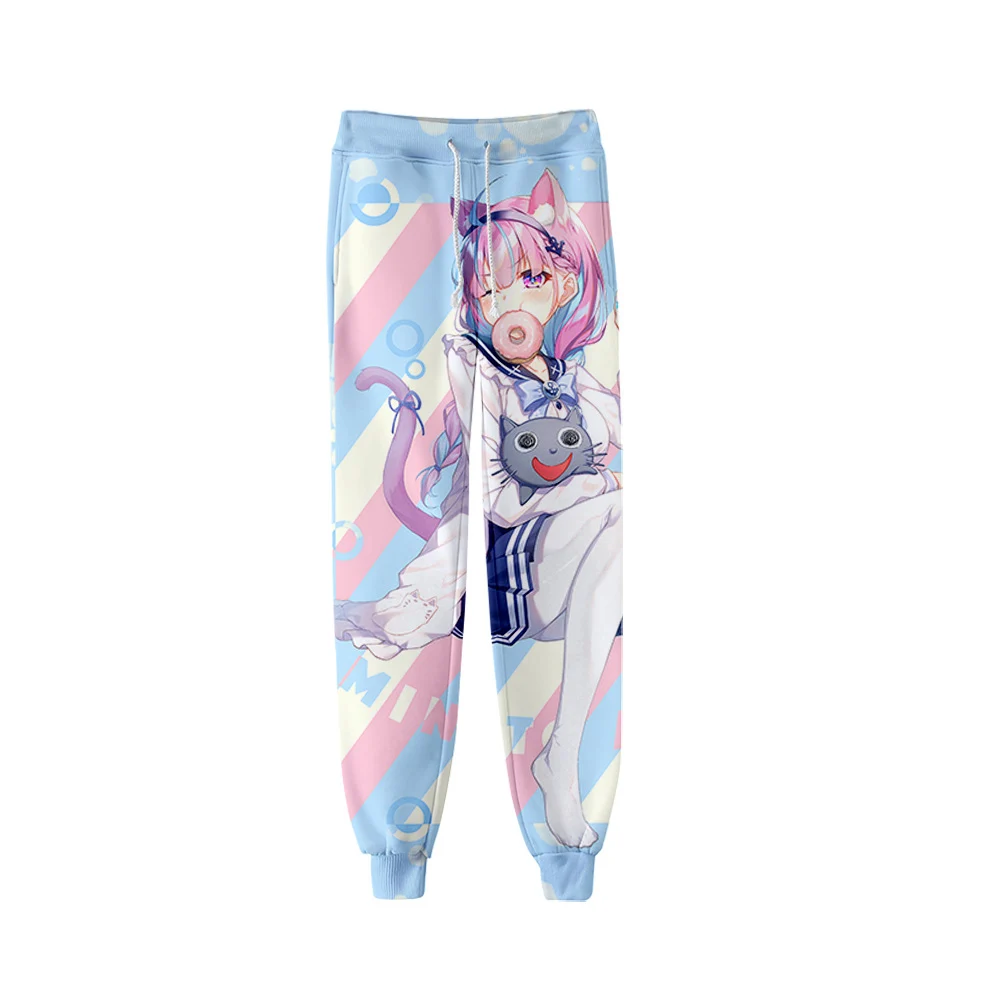 HOLOLIVE VTuber minato aqua 3D Men/Women Neutral StyleThreaded Bunched Trousers Youthful Kawaii Threaded Bunched Leg Pants