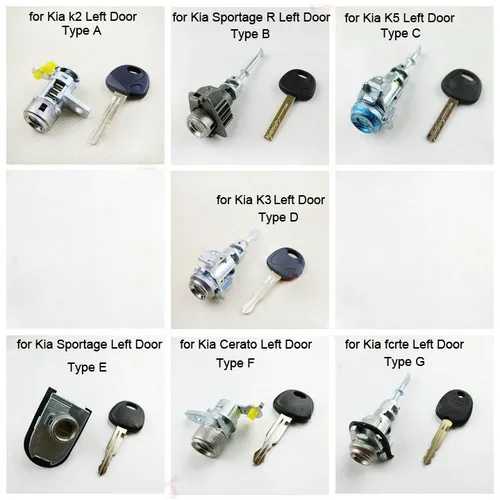 Cilindro de cerradura de puerta de coche para Kia Sportage R, Cerato Sportage Forte, K5, K3, K2, puerta izquierda, cilindro de bloqueo automático completo