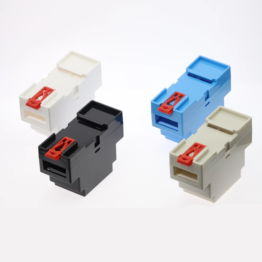 1PC DIN Rail PLC Junction Box Plastic Electronics Box Project Case 4Colors 88x37x59mm 35-Rail Mounting Instrument Housing