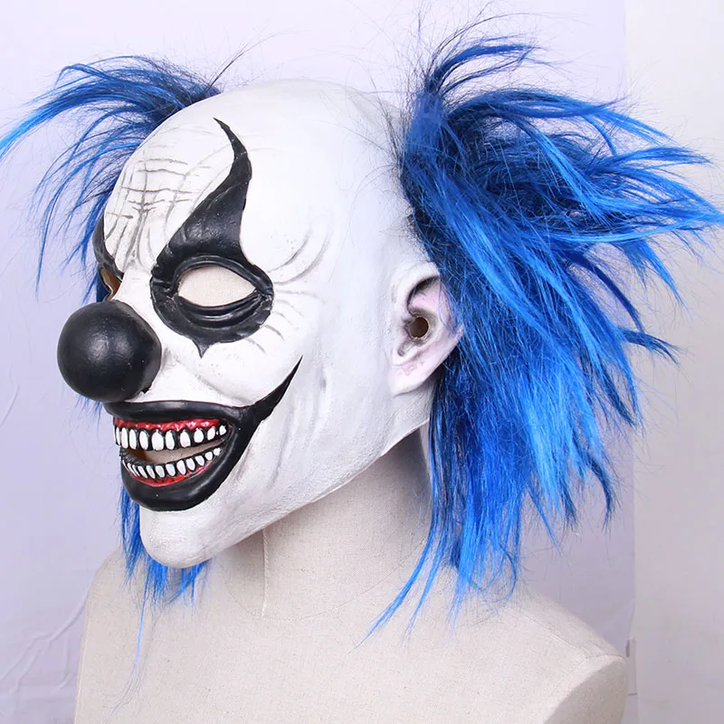 Scary Clown With Hair Latex Mask Carnival Costume Props Halloween Masquerade Adult Party Cosplay Costume Mask Halloween Props