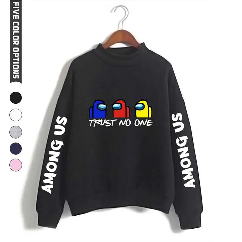 

Fashion Cartoon Print Trust No One High Collar Hoodies Men Women Capless Sweatshirts Tops Long Sleeve Unisex Hoodie Pullover 4XL