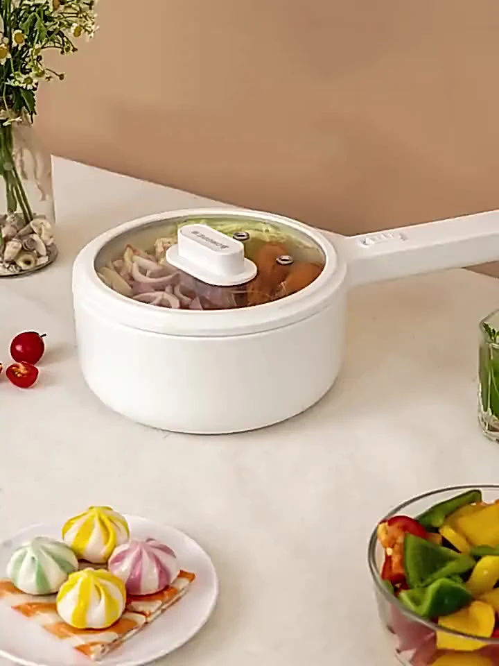 Marmite électrique Portable 700W, cuiseur à riz multicuiseur, revêtement en céramique, poêle électrique simple/Double couche 1,5l