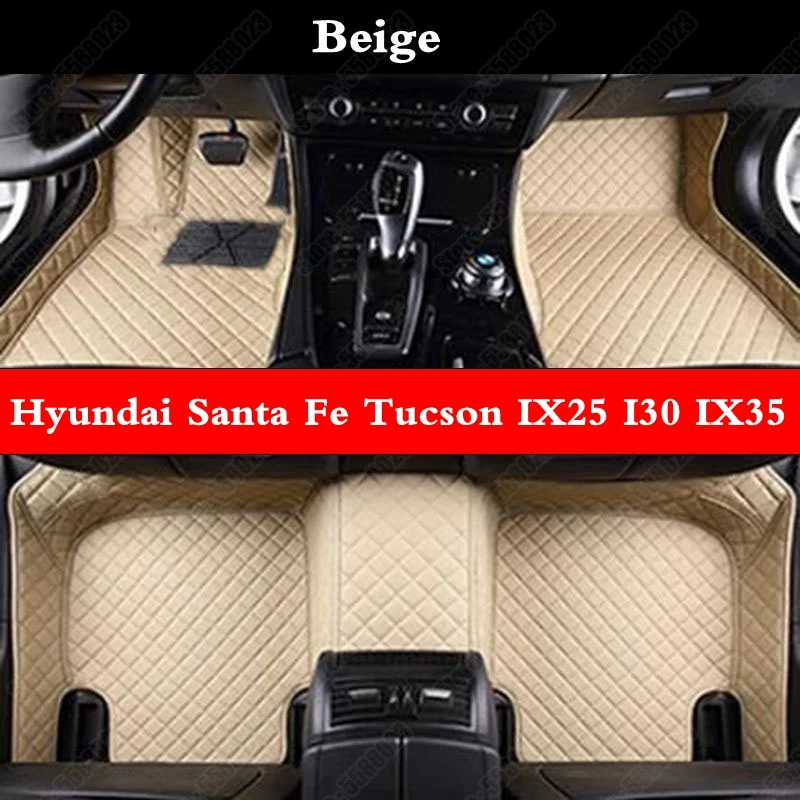 

Custom Car Floor Mats for Hyundai Santa Fe Tucson IX25 I30 IX35 I40 Kona Azera Elantra Sonata Equus Genesis Leather Rugs Pad Mat