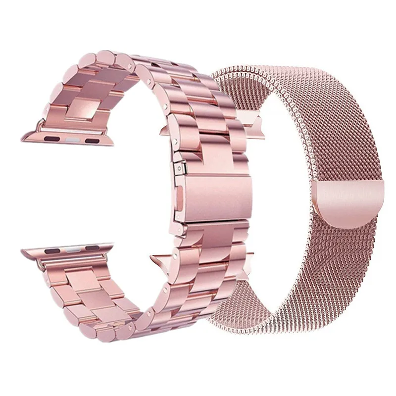 2 Pcs strap for Apple watch band 45mm/41mm 44mm 40mm iWatch band 42mm 38 mm Stainless steel bracelet iwatch serie 5 4 3 se 6 7 8