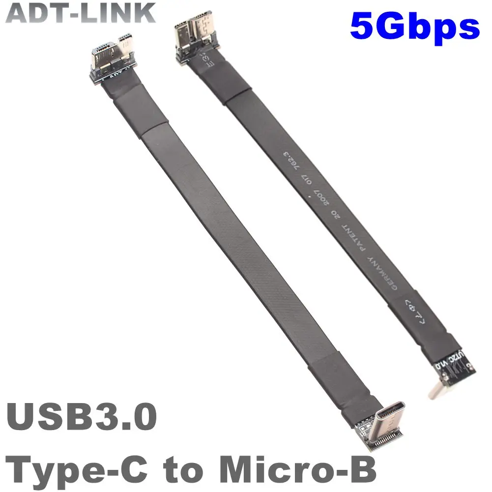 Internal USB 3.0 Type C To Micro-B Data Extension Cable USB C Micro USB Male To Male Male To Female USB Adapter 90 Degree Angled