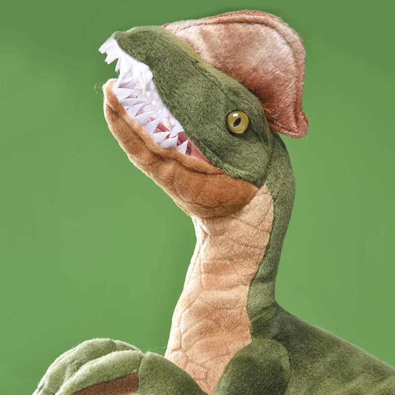 Jurassic Park Dilopho saurus Dinosaurier Plüsch tier Doppel kamm Eidechse Figur Stofftier coole Kinder Geschenk für Kinder Drops hipping – Detail 4