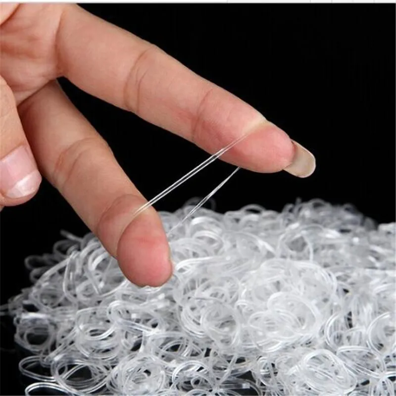 200/1000Pcs Mini Accessories Small Braid Plaits Elastic Tie Band Ponytail Holder Elastic Rubber Clear White Accessories