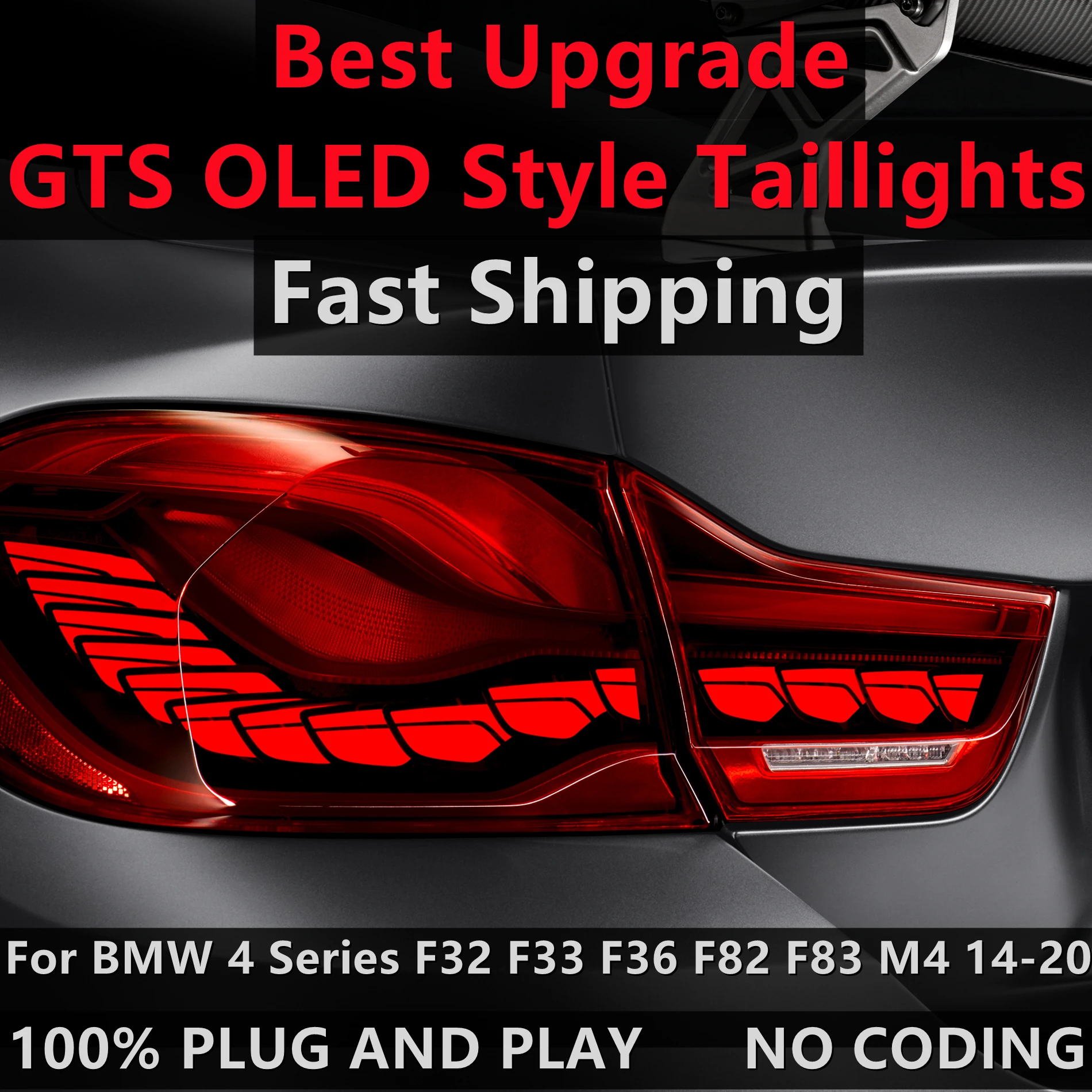 GTS OLED Style Full LED Dynamic Tail Lights With Sequential Turn Signal For BMW 4 Series F32 F33 F36 F82 F83 M4 2014-2020