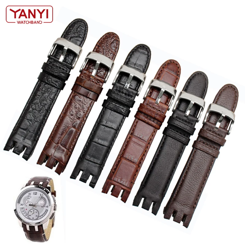 High Quality Genuine Leather Watch Bracelet For Swatch YRS403 412 402G watch band 21mm watchband men curved end watches strap