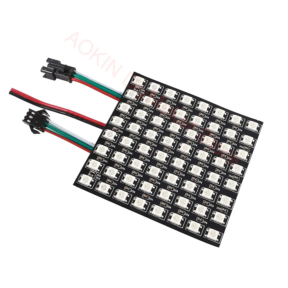 

8x8 RGB LED Flexible WS2812B Matrix Dream Color Individually Addressable LED Programmable Display led Panel WS01 for Arduino