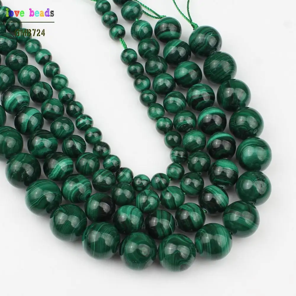 6/8/10/12mm Natural Genuine Green Malachite  Beads DIY Beads for Jewellery Making 7.5 Inch Bracelets for Women Making a necklace