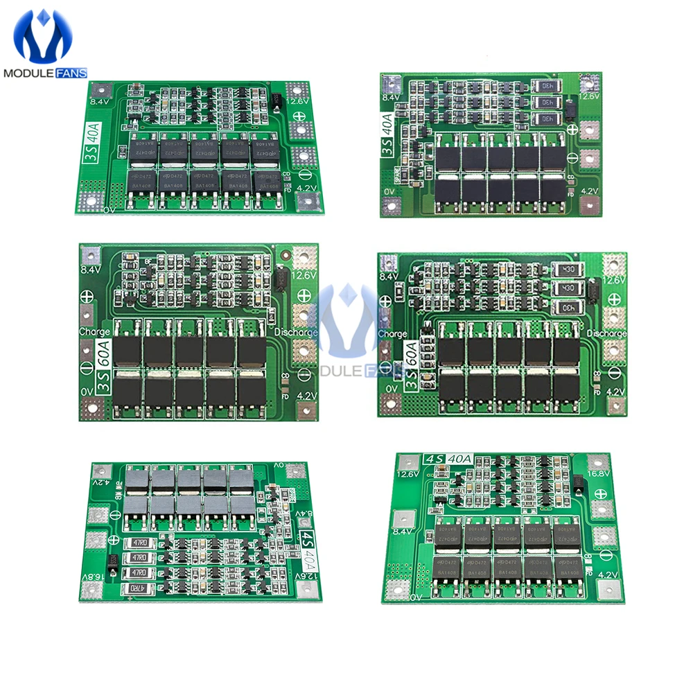 3/4/5S Bms Balance 10/15/20/25/30/40/60/100A 12/24V Li-ion Lithium Battery Charger Protection Board 18650 BMS Equalizer Enhance