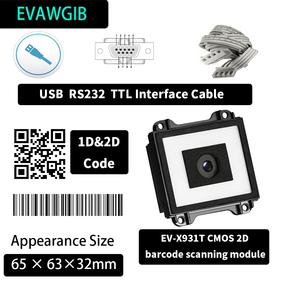 Imagem -06 - Evawgib Ev-x620 Laser 1d Módulo de Digitalização de Código de Barras Fixo Ev-x821t Cmos 2d Mini Tamanho Módulo de Digitalização de Código de Barras