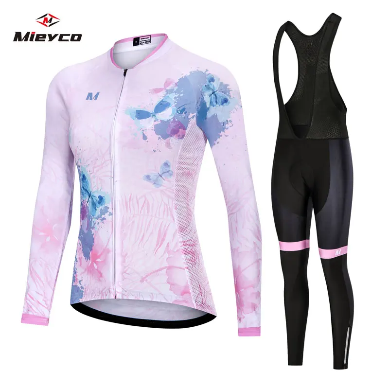 Women Pro Cycling Long sleeve Jersey Set Spring Breathable Sports Suit MTB Bike Clothing Female Bicycle Clothes roupas femininas