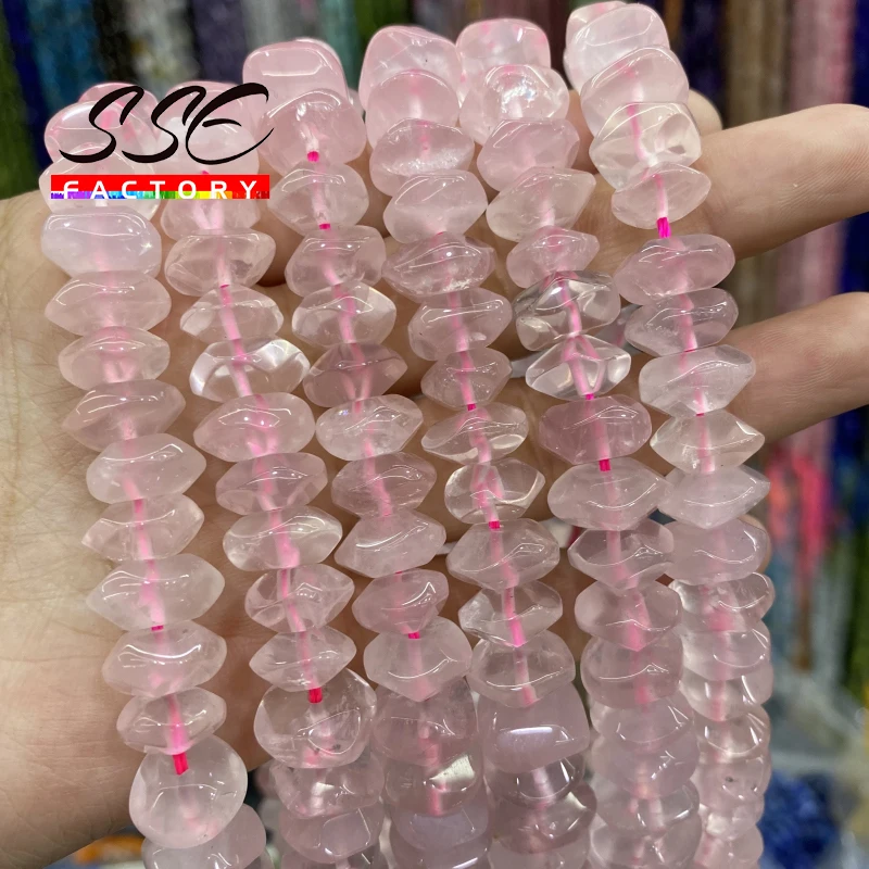 Natural Pink Quartz Crystal Beads Irregular Special Cut Genuine Loose Beads for Jewelry Making DIY Bracelets 6x11mm 15