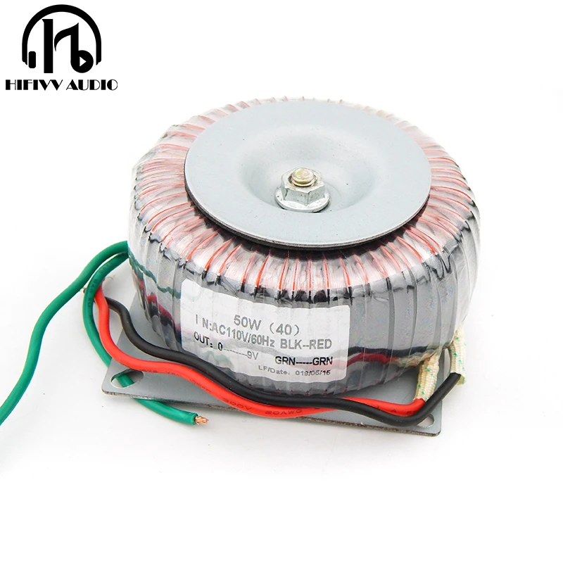 

50w Toroidal core transformer of pure copper Enameled wires (circular transformer) for power amplifier Output 9V input 110V