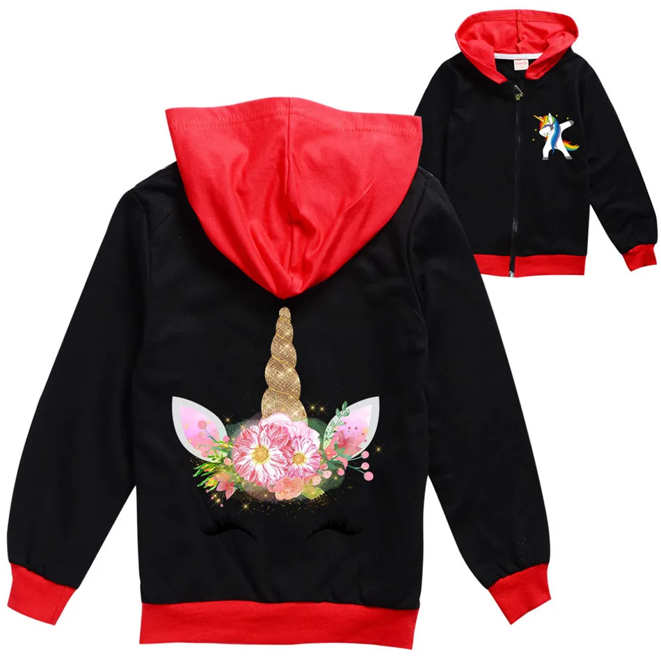 Anime Dabbing Unicorn Game Children Hooded Zipper Coat Kids Clothes Boys Girls Teen Jackets Autumn Spring Outwear Thin Hoodies