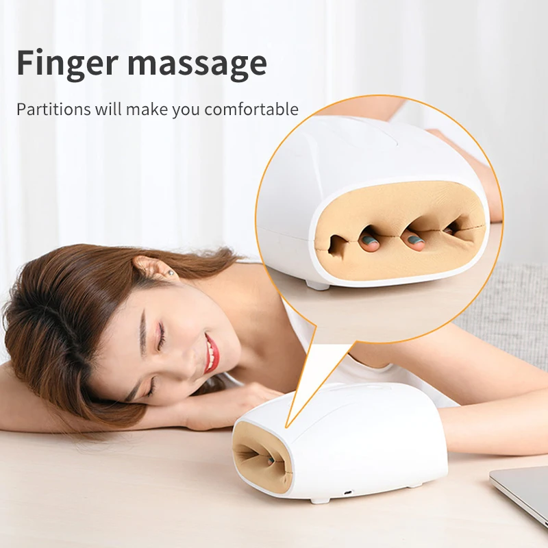 Chargeable Portable Air Compression Hand Massager Heated Finger Massager 6 modes, 3 levels of strength Massage Relaxation