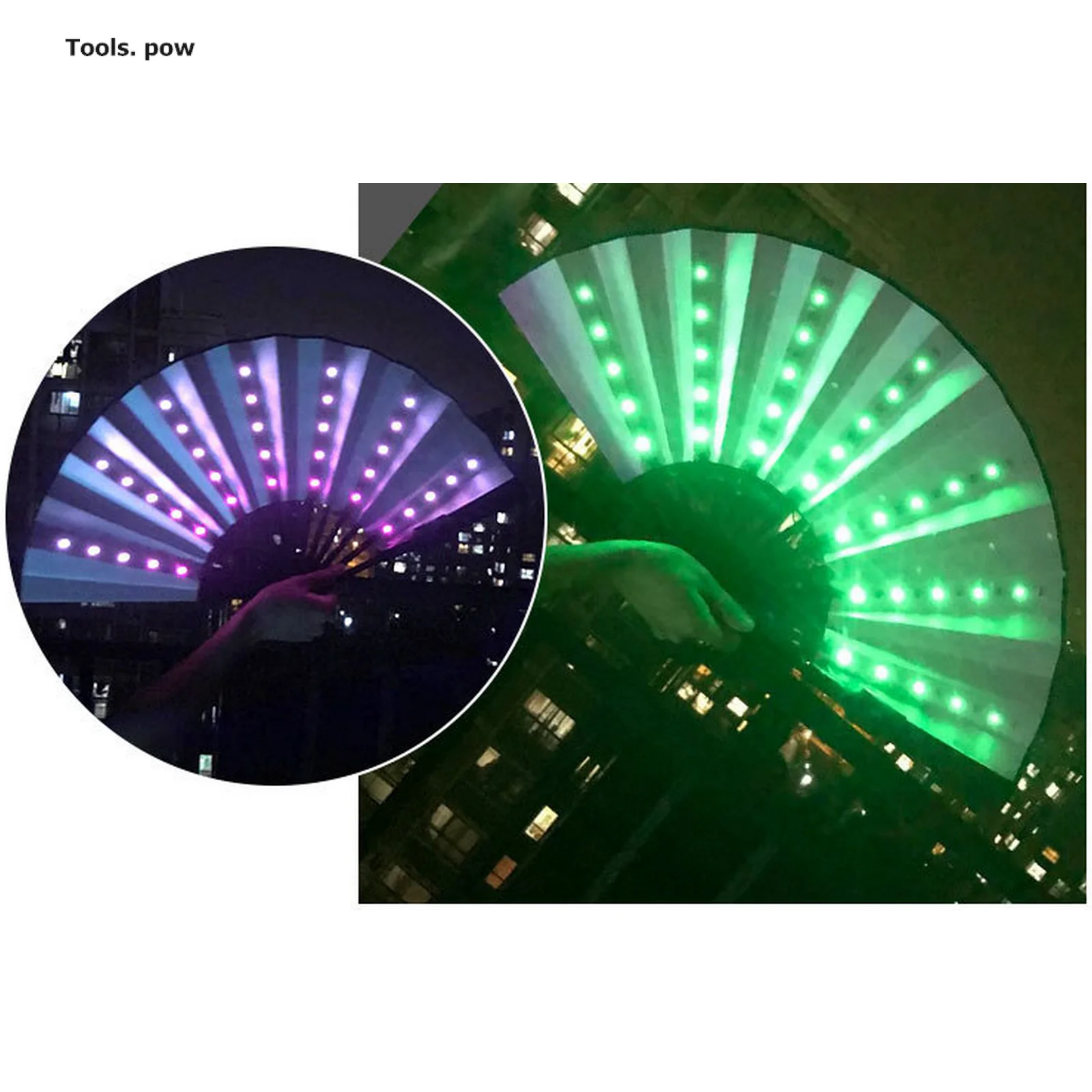 Chinese Style Folding Fan with LED Light and Remote Control Colorful Chinese Hand Held Folding Fan for Party/Dance LED Paper Fan