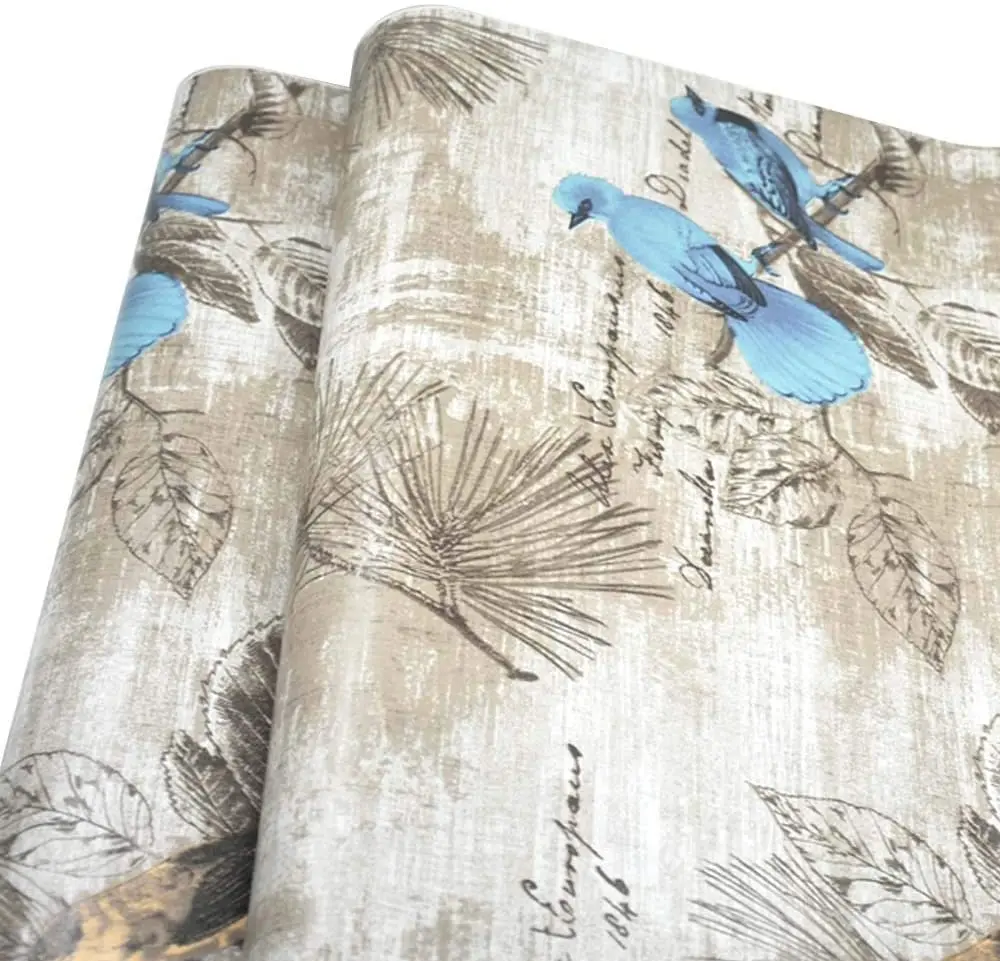 HaoHome-papel tapiz de pájaro autoadhesivo extraíble, papel de contacto de pelar y pegar para armarios, encimeras, decoración de muebles