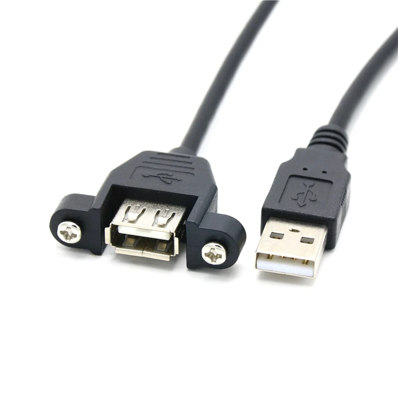 USB 2.0 A Male to Female Socket panel Mount with Screws Cable cord 30cm 50cm 100cm 150cm