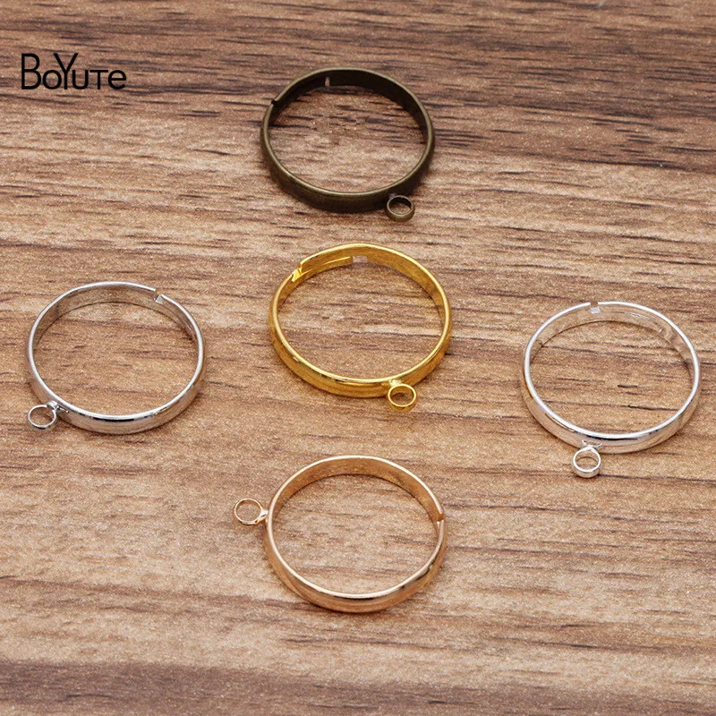 BoYuTe (50 Pieces/Lot) 5 Colors Inner 18MM Diameter Adjustable Ring Base Settings with One Loop Diy Jewelry Accessories Parts image 6