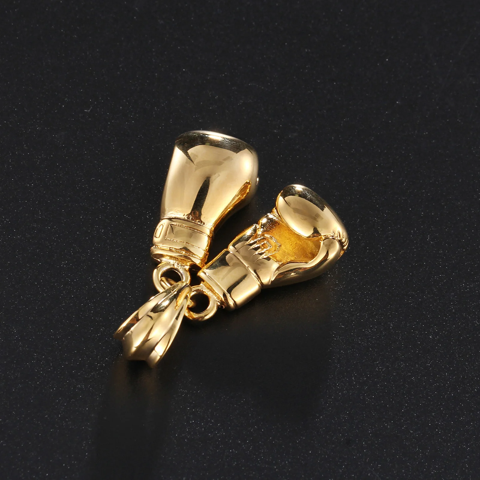 Hip Hop Luxury Golden Gloves Pendant Boxing Stainless Steel Charm Necklace Men's Women's Jewelry