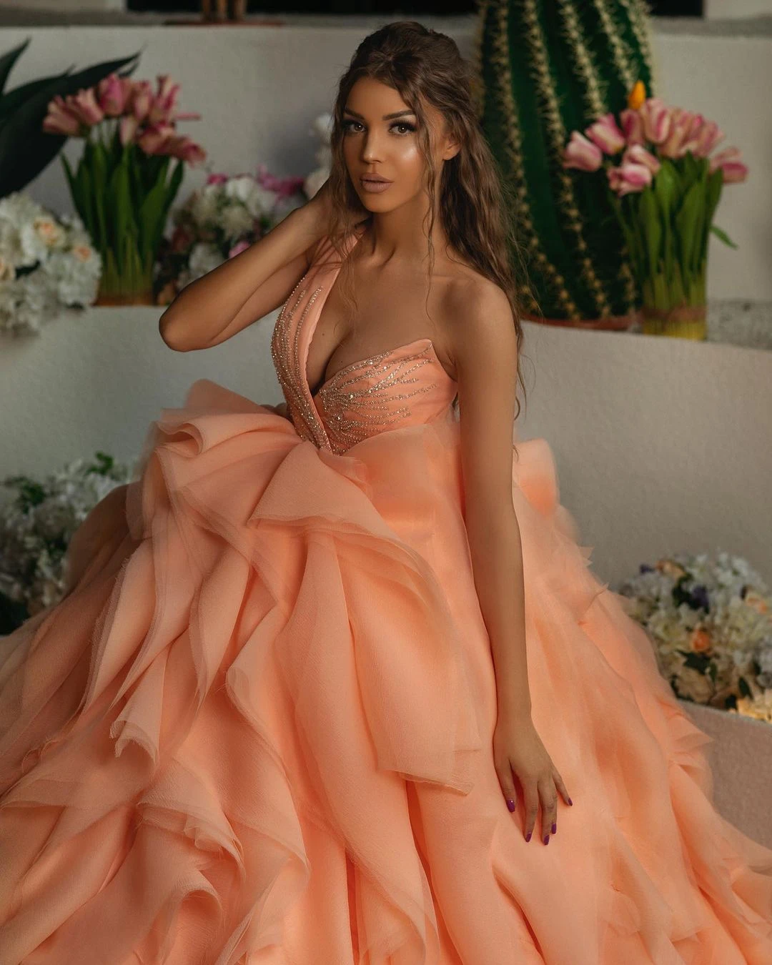 Vestido de Boda de Princesa en capas, vestido de baile de tul hinchado, largo hasta el suelo, vestidos de novia largos para mujer, vestidos formales de noche 2023