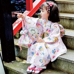 Girls' Lovely Cartoon Traditional Japanese Yukata Children's Clothing Creative Japanese Kimono Suit Performance Costumes LC055