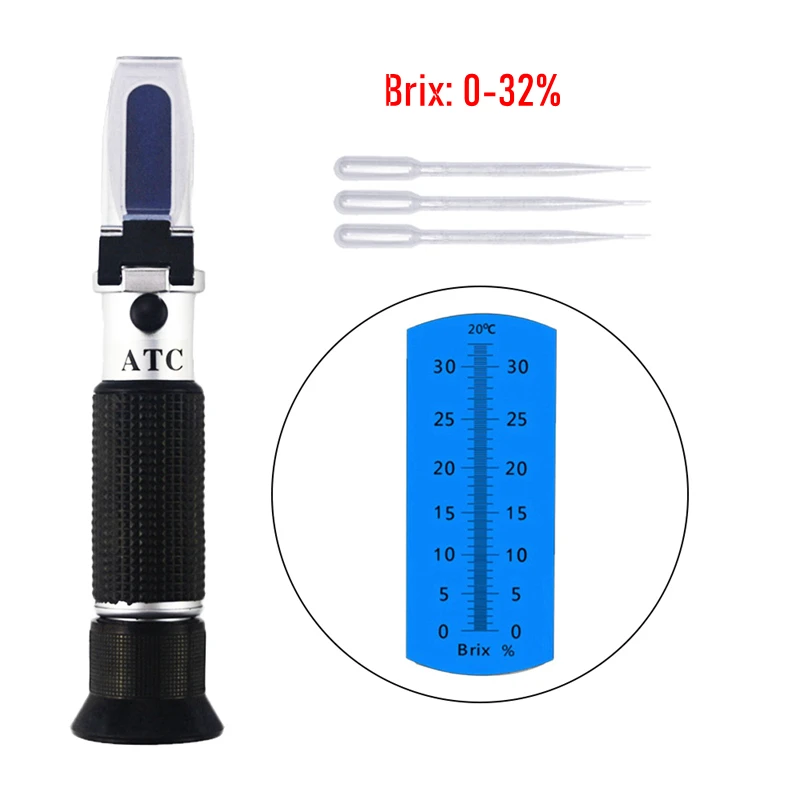 KETOTEK refractómetro Brix mosto de azúcar 0-32% ATC medidor de refracción probador medidor portátil de mano herramienta de medición