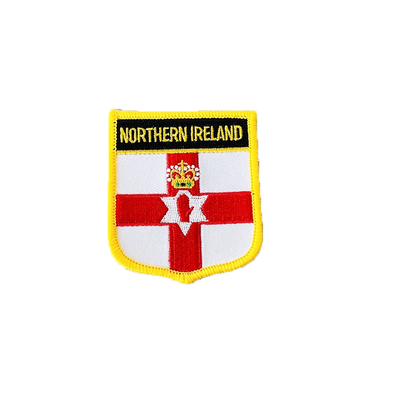 Irlandia północna flaga narodowa naszywki hafciarskie odznaka Shiled Shape żelazko na piłce na Cothing DIY Decoration — zdjęcie 6