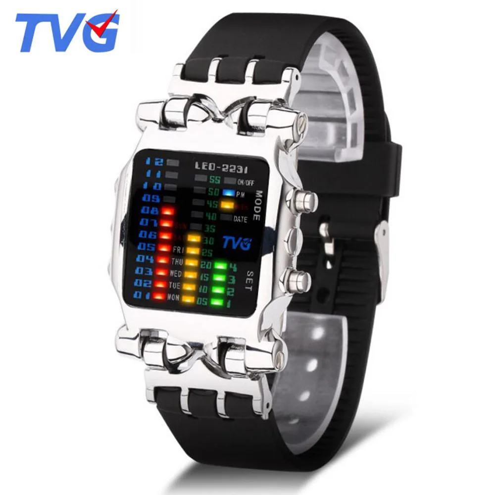 TVG Men Sports Watches Men Led Digital Watches Silicone Strap Electronic Watches Men Clock Relogio Masculino horloge mannen