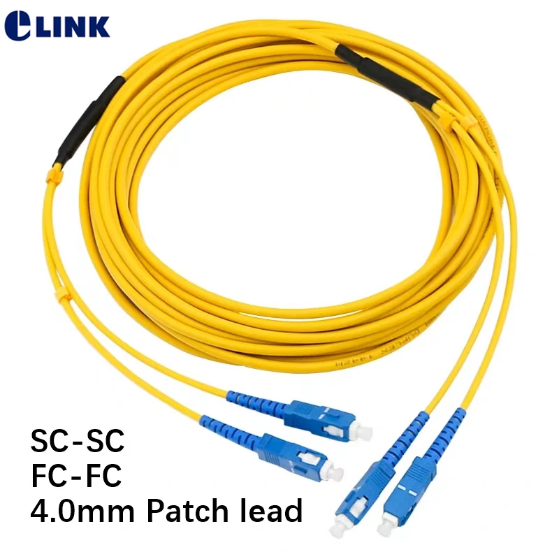 

5pcs 5mtr 4.0mm Fiber optic Patch cord Armored duplex SC-SC FC-FC 2 core Bold cable ftth jumper SM DX 4.0mm painting machine