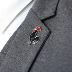 Charm Red Black Enamel Pin Rooster Brooch For Women Men Weddings Jewelry Chicken Brooches Animal Badge Shirt Clothes Pins