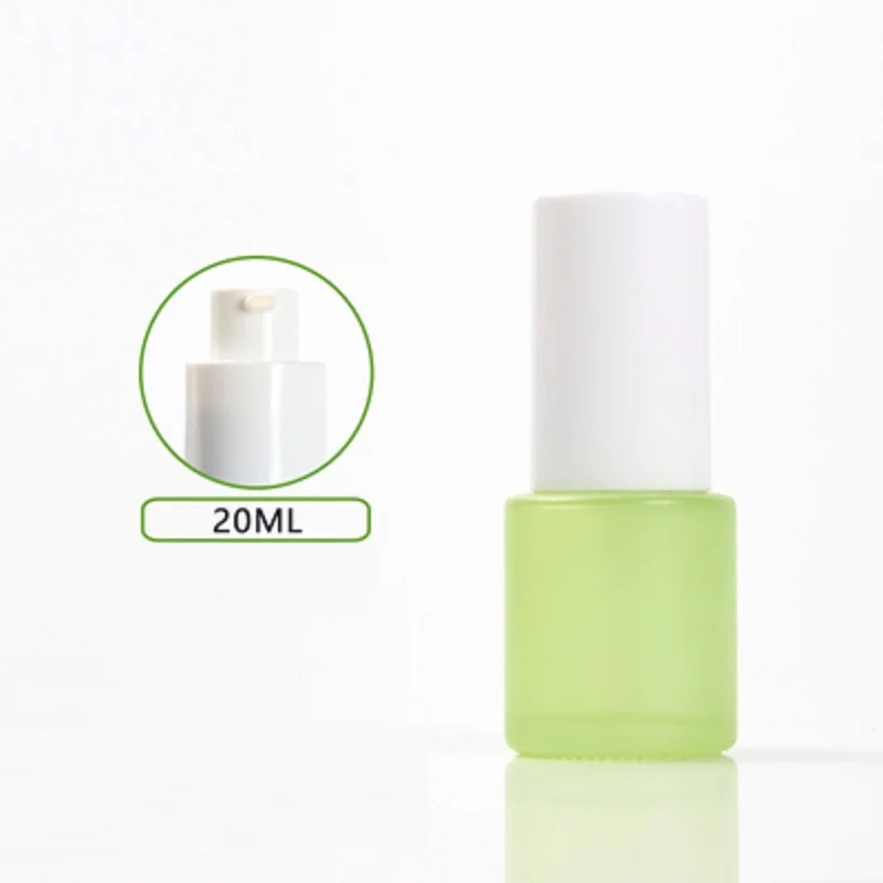 

20ml frosted/green/blue/white glass bottle white pump lid for serum/lotion/emulsion/foundation skin care cosmetic packing