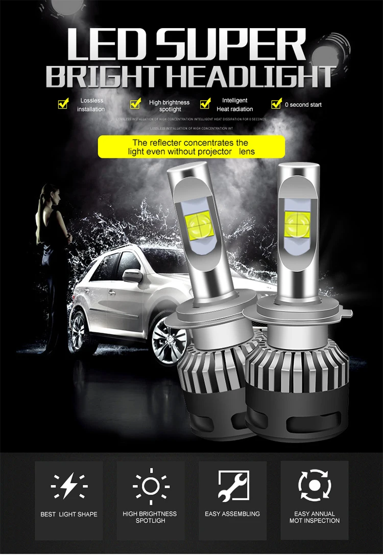 2 قطعة مصباح تلقائي 12V H4 led H1 H7 H11 9005 HB3 9006 9012 D2S سيارة المصابيح الأمامية 6000K XHP70 110W 13200LM led كشافات الضباب ضوء
