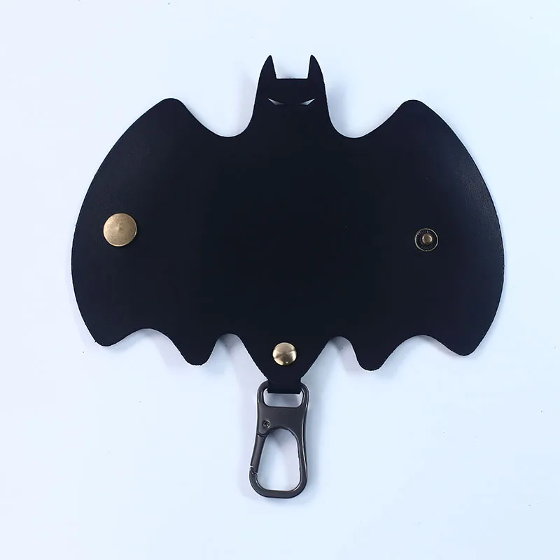 Easyant Handgemaakte Universal Bat Vorm Sleutelhanger Auto Sleutelhouder Lederen Case Zwart