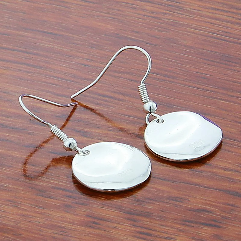 925 Silver Round Pendants Necklaces Earrings Jewelry Set For Women Wedding Fashion Jewelry