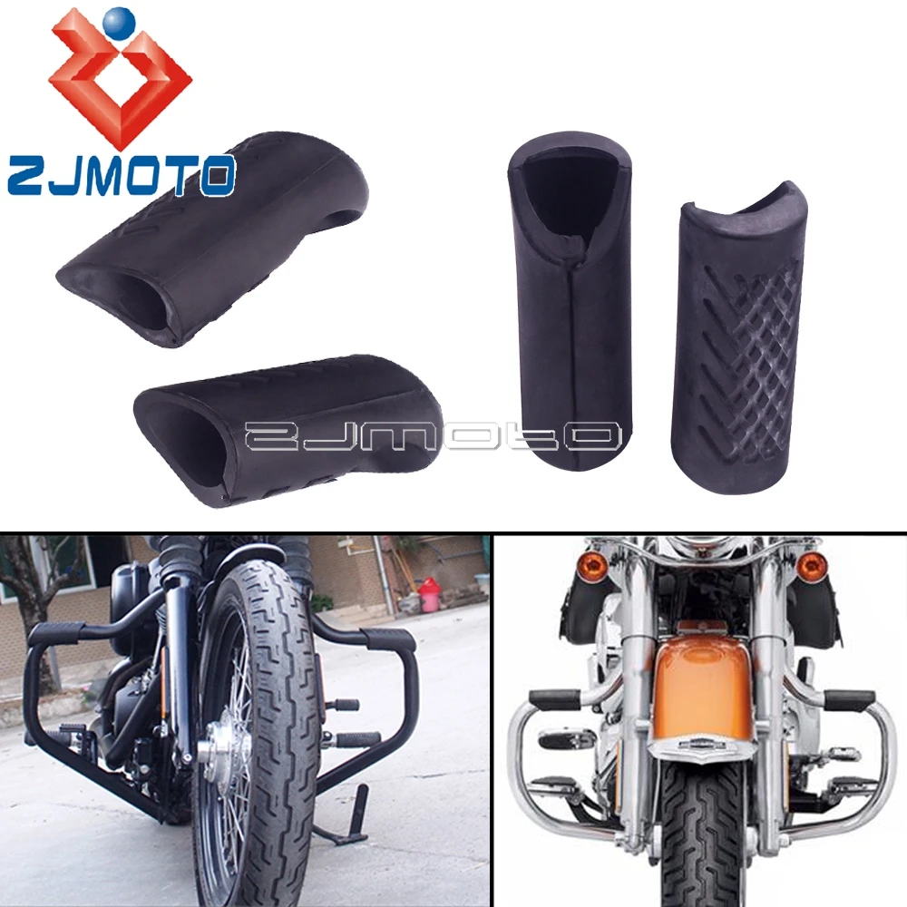 

2pcs 32mm Black Engine Guard Rubber Knee Leg Protector Cover For Harley Sportster XL 1200 883 72 48 Iron XL883N Street Bob Glide