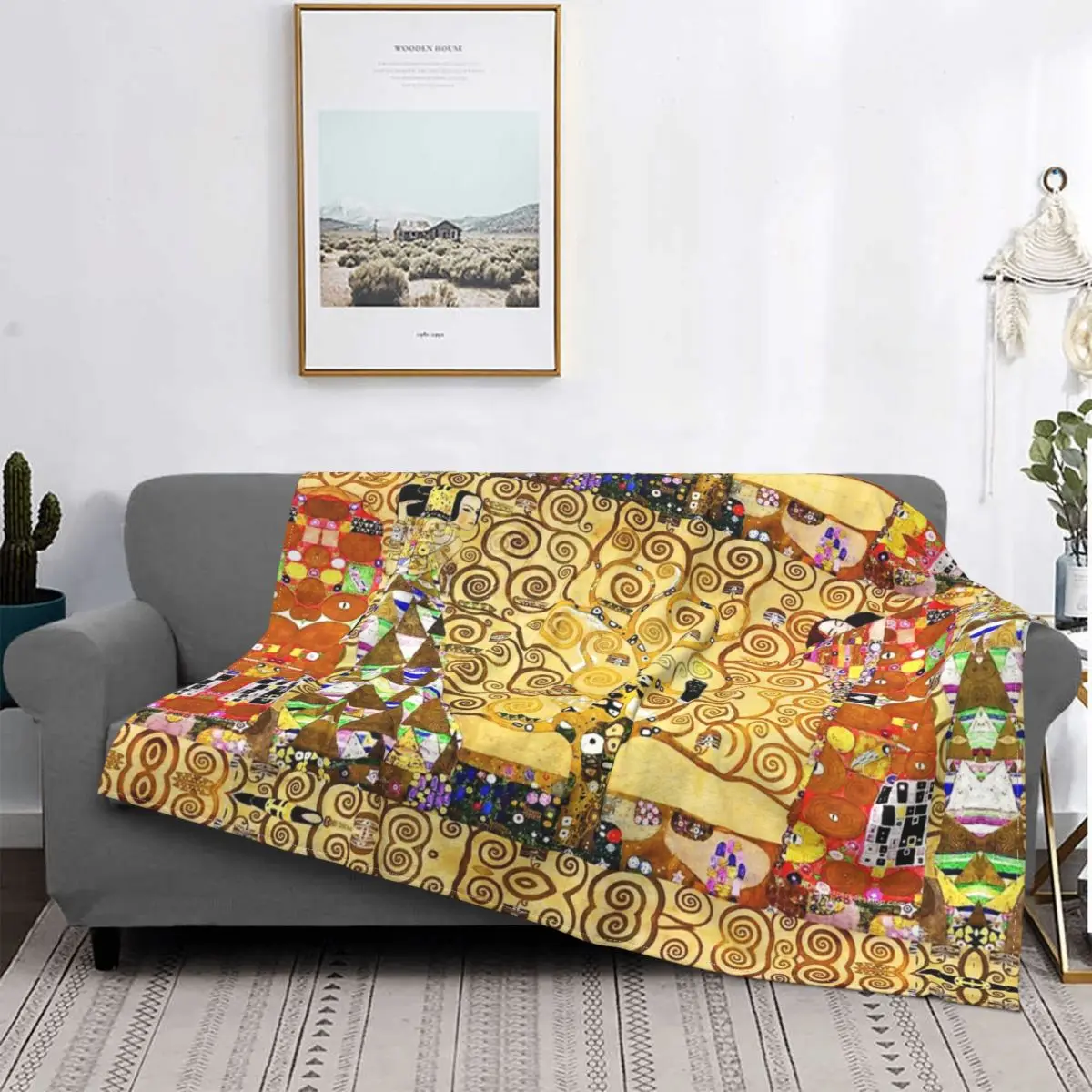 Tree Of Life Stoclet Frieze Gustav Klimt Blankets Fleece Novelty Warm Throw Blanket for Bedspread Autumn/Winter