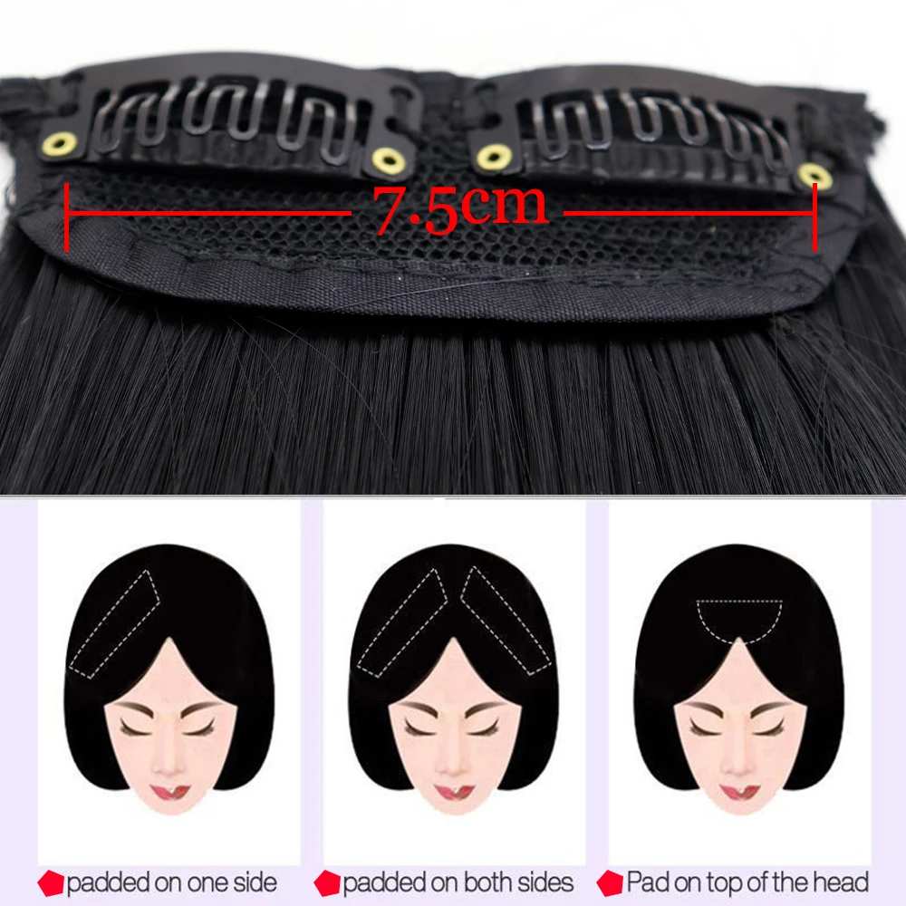 Synthetic Invisable Black Blonde Hair Pads Clip In One Piece 2Clip Increase hair volume Hair Extensions Top Side Cover Hairpiece