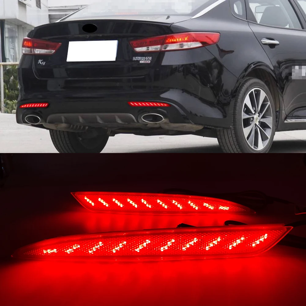 1Pair For kia Optima K5 2016 2017 Rear Bumper Reflector Light With turn signal light LED Parking Warning lamp Tail Brake light