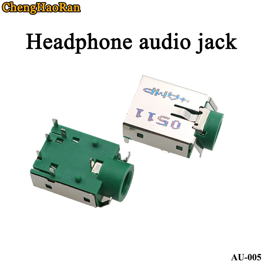 ChengHaoRan 2pcs/lot New 3.5 notebook audio interface Headphone jack Microphone interface Green 6-pin Gold-plated feet