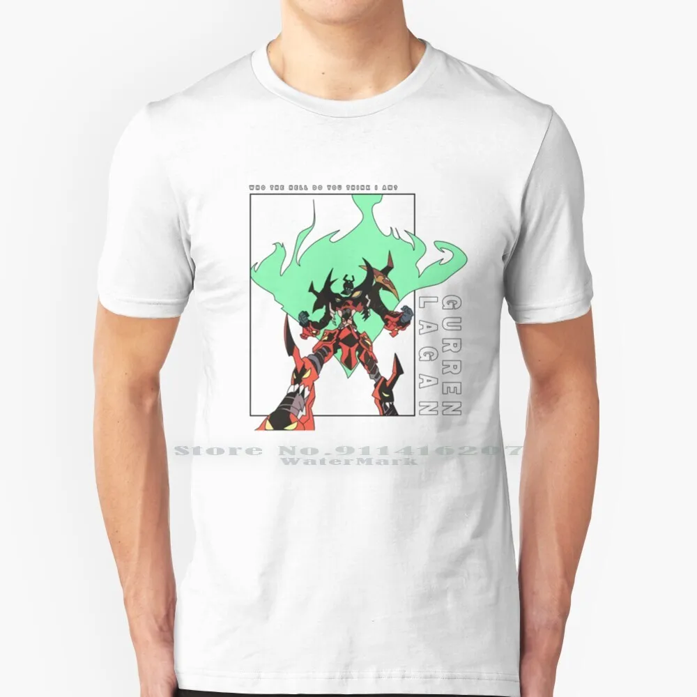 Gurren Lagan Flame Robot 100% Cotton T Shirt Anime Kamina Simon Manga Yoko Japan Mecha Tengen Toppa Gurren Lagann Drill Guren