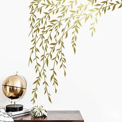 Large Leaves Twigs Willow Wall Sticker Kids Room Nursery Branch Jungle Woodland Tree Wall Decal Bedroom Living Room Decor