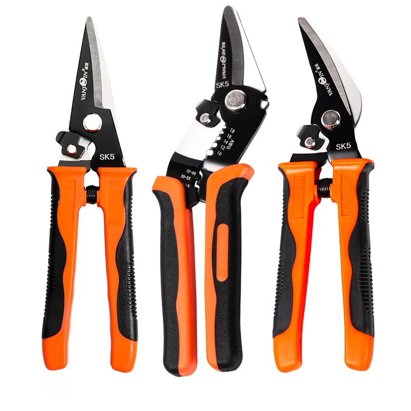 Vanjoin Metal Cutting Scissors Multifunctional Electrician Wire Cutters Stripping Pliers Crimp Terminal Metal Shears Hand Tools