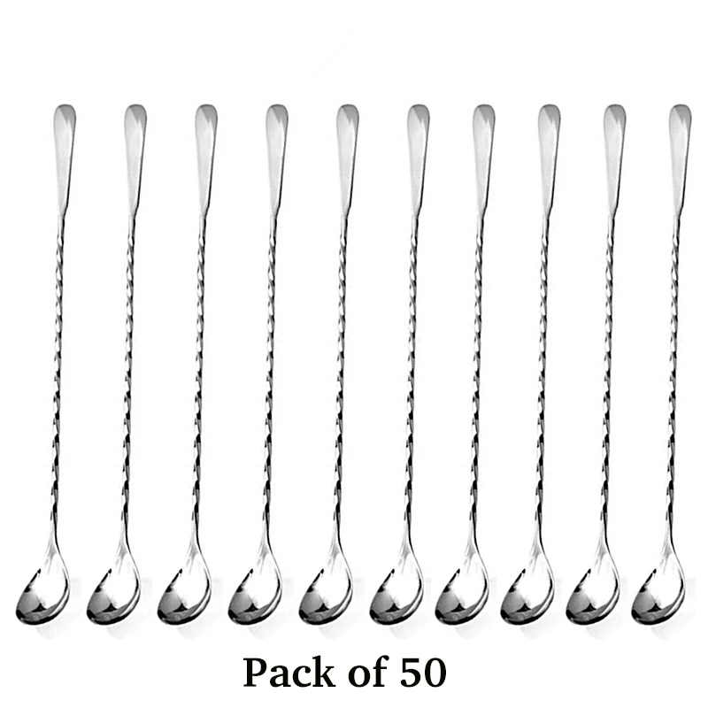

Free Shipping 50PCS Cocktail Bar Spoon Hoffman Silver Bartender Professional Cocktail