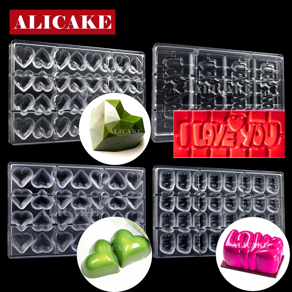 Polycarbonate Candy Mold Heart Shape Chocolate Mold For Chocolates Acrylic Mould Confectionery Cake for Baking Pastry Utensils